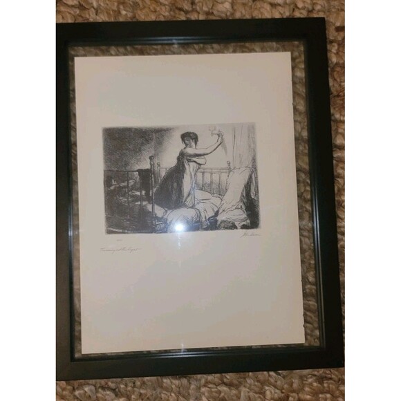 John Sloan "Turning Out The Light" Plate Signed Lithograph Reproduction NYC Life - Picture 13 of 13